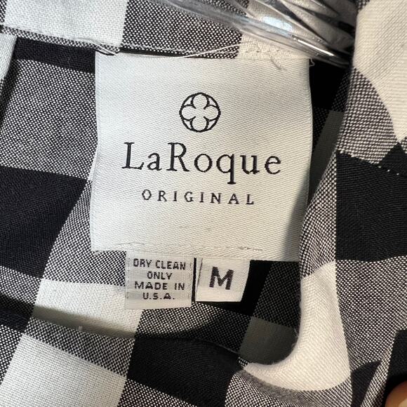 LaRoque Check Short Sleeve Peplum Hem Blouse Top Women's Medium Black/White - Picture 8 of 8